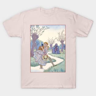 Gentleman carrying a girl across a stream T-Shirt